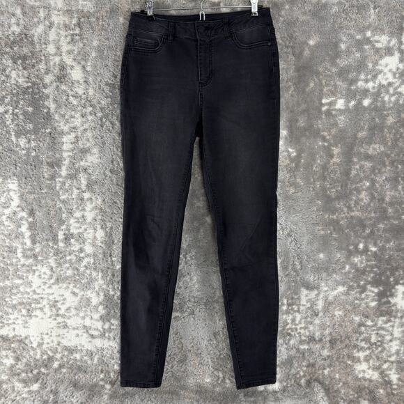 D Jeans Size 4 Denim Casual Jeans Black Button Zip Pants - Picture 1 of 11
